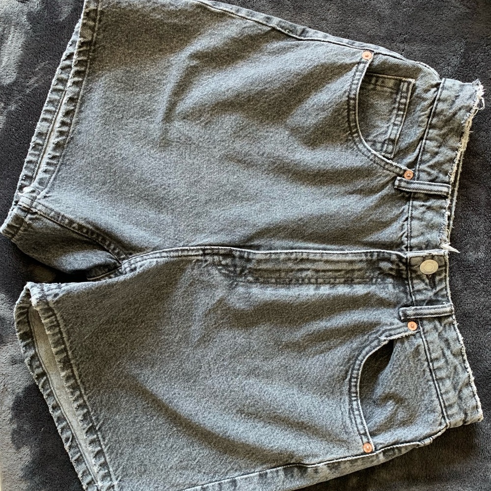 Grey Zara denim shorts size 8 mom fit barely used